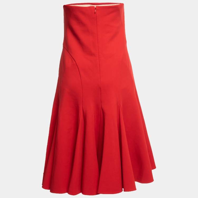 Pre Owned Ralph Lauren Collection Red Strapless Flared Short Dress M