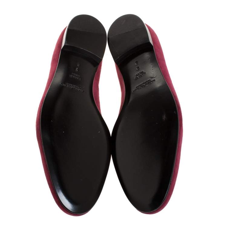 Pre Owned Ralph Lauren Red Suede Slip On Flat Loafers Size 42