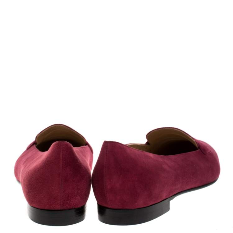 Pre Owned Ralph Lauren Red Suede Slip On Flat Loafers Size 42