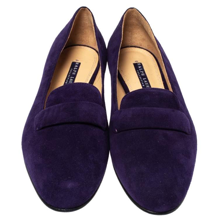 Pre Owned Ralph Lauren Purple Suede Slip On Flat Loafers Size 37