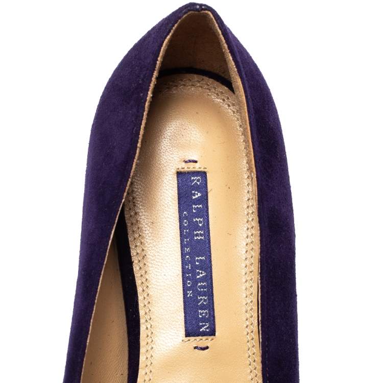 Pre Owned Ralph Lauren Purple Suede Slip On Flat Loafers Size 37