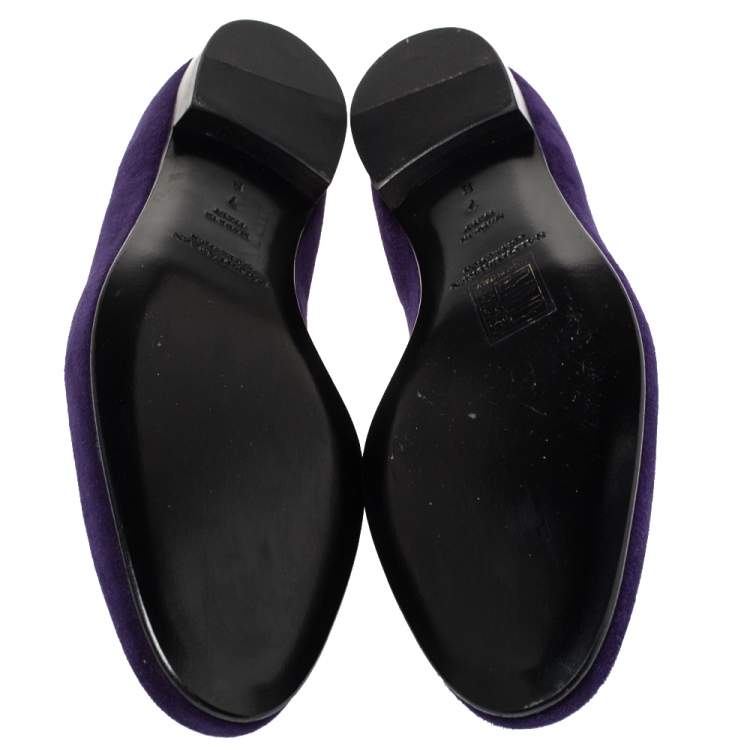 Pre Owned Ralph Lauren Purple Suede Slip On Flat Loafers Size 37