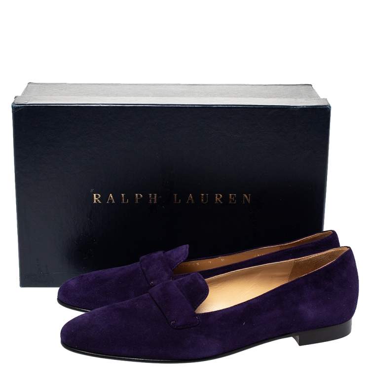 Pre Owned Ralph Lauren Purple Suede Slip On Flat Loafers Size 37