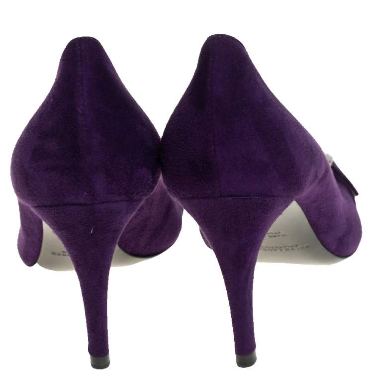 Pre Owned Ralph Lauren Purple Suede Buckle Embellished Pumps Size 38