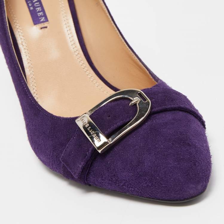 Pre Owned Ralph Lauren  Collection Purple Suede Buckle Embellished Pumps Size 41
