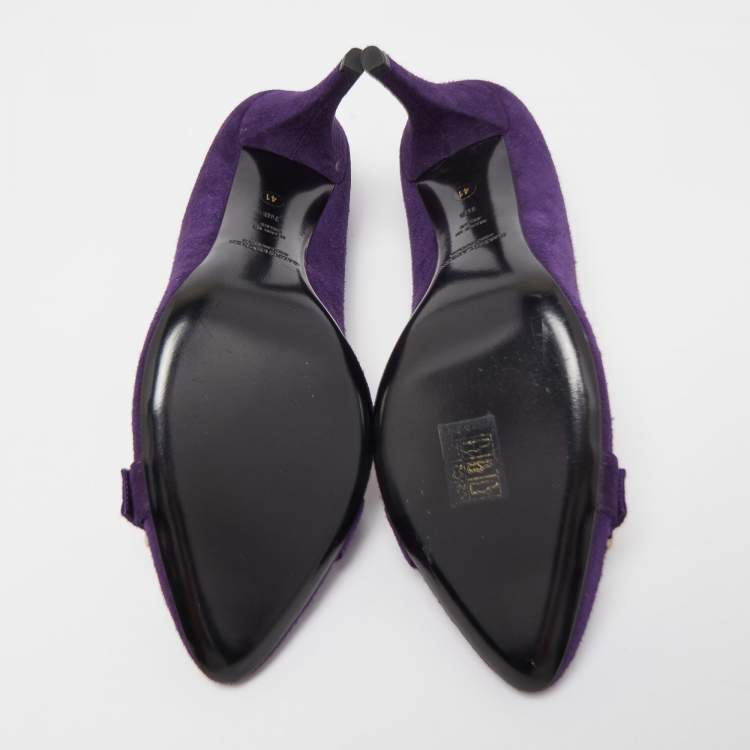 Pre Owned Ralph Lauren  Collection Purple Suede Buckle Embellished Pumps Size 41