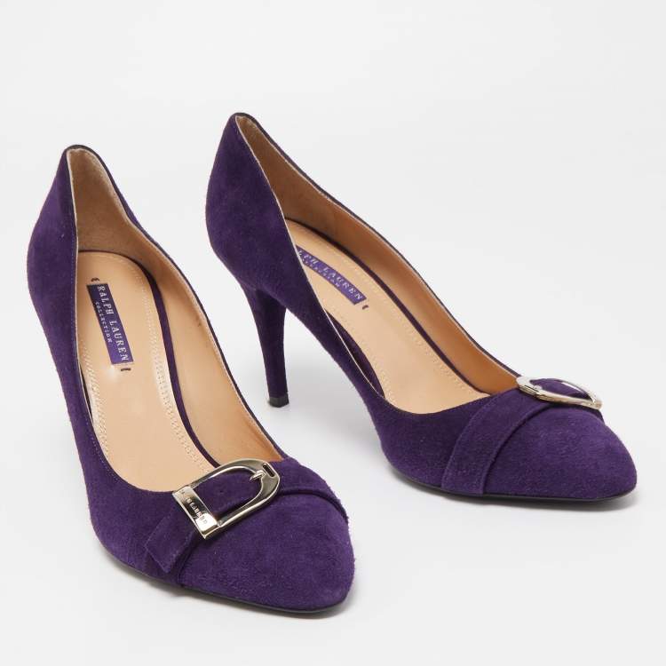 Pre Owned Ralph Lauren  Collection Purple Suede Buckle Embellished Pumps Size 41
