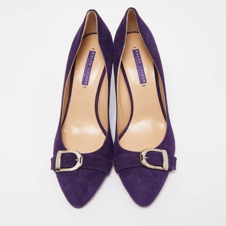 Pre Owned Ralph Lauren  Collection Purple Suede Buckle Embellished Pumps Size 41