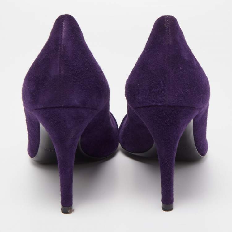 Pre Owned Ralph Lauren  Collection Purple Suede Buckle Embellished Pumps Size 41