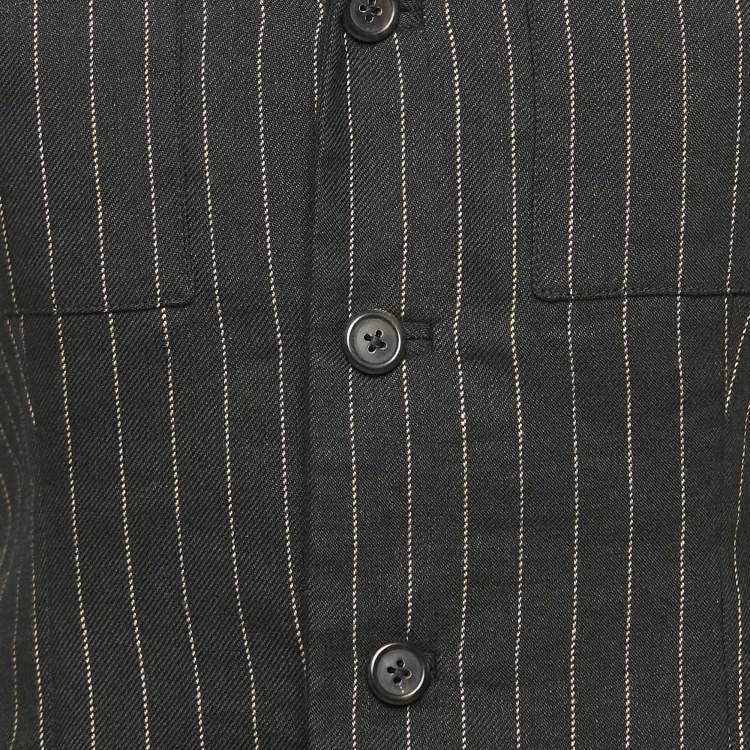 Pre Owned Ralph Lauren Collection Black Stripe Linen and Wool Single Breasted Blazer S