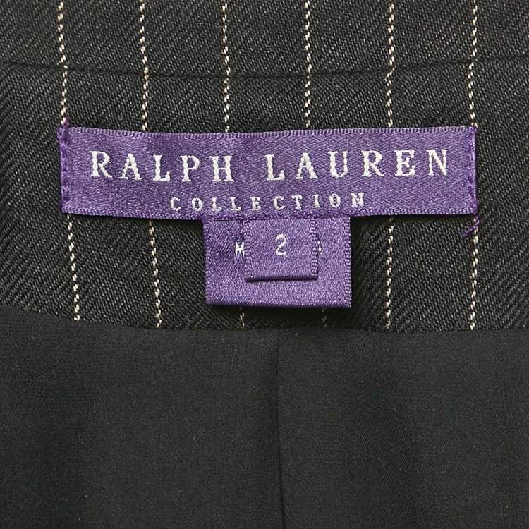 Pre Owned Ralph Lauren Collection Black Stripe Linen and Wool Single Breasted Blazer S