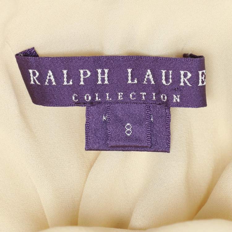 Pre Owned Ralph Lauren Collection Cream Silk Wrap V-Neck Maxi Dress M