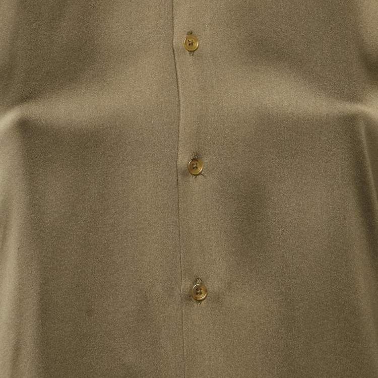 Pre Owned Ralph Lauren Collection Olive Green Satin Back Open Shirt S