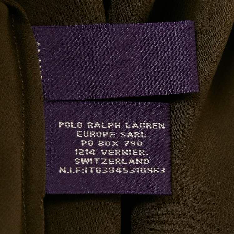Pre Owned Ralph Lauren Collection Olive Green Satin Back Open Shirt S