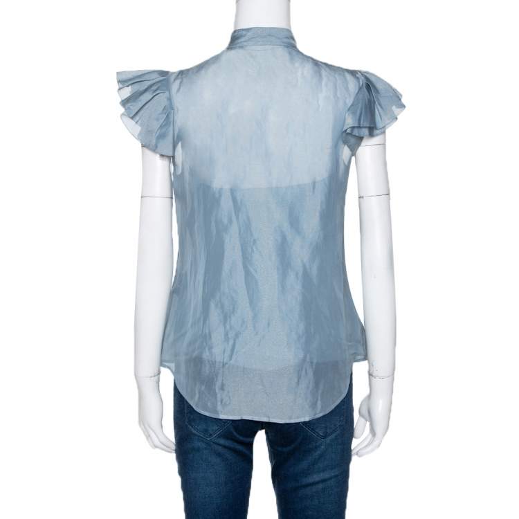 Pre Owned Ralph Lauren Collection Sage Green Ruffled Sleeve Blouse S