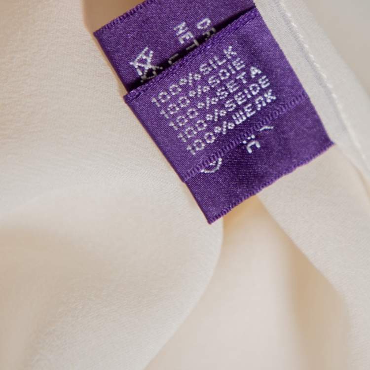 Pre Owned Ralph Lauren Collection Beige Silk Ruffed Belted Neck Detail Shirt S