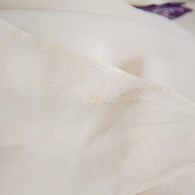 Pre Owned Ralph Lauren Collection Beige Silk Ruffed Belted Neck Detail Shirt S