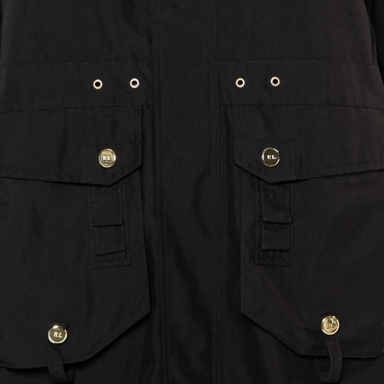 Pre Owned Ralph Lauren Collection Black Synthetic Zip Front Utility Coat M 