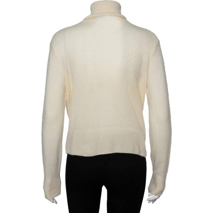 Pre Owned Ralph Lauren Collection Cream Cashmere Turtleneck Sweater L