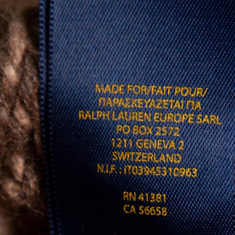 Pre Owned Ralph Lauren Beige Southwestern Patchwork Wool & Cashmere Hand Knit Cardigan L