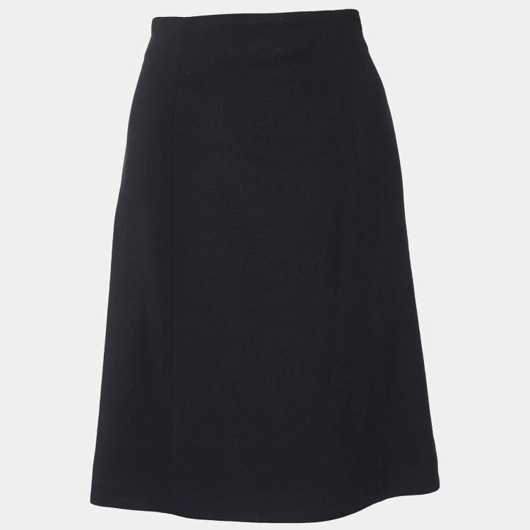 Pre Owned Ralph Lauren Collection Black Wool A-Line Skirt L