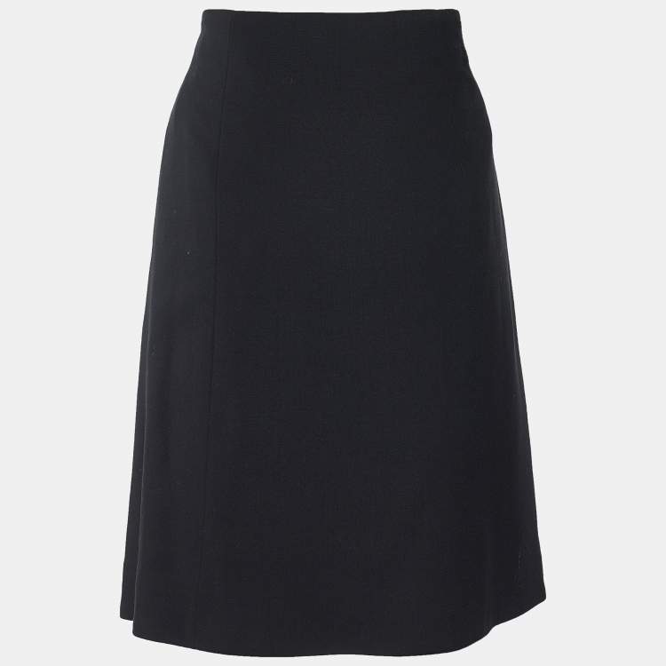 Pre Owned Ralph Lauren Collection Black Wool A-Line Skirt L