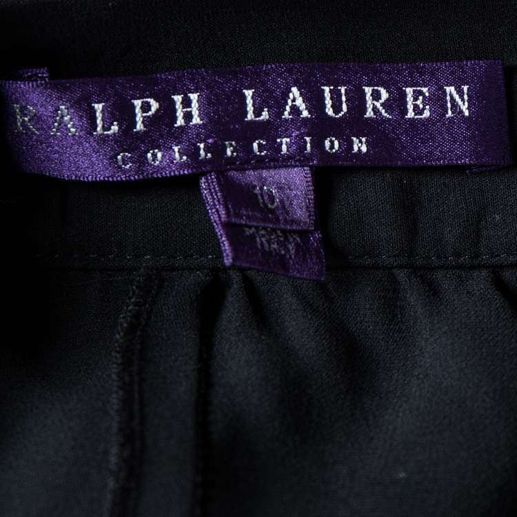 Pre Owned Ralph Lauren Collection Black Silk Pleated Palazzo Pants L 