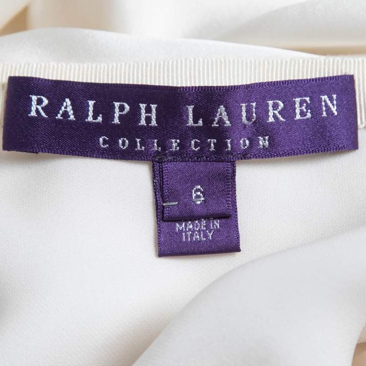 Pre Owned Ralph Lauren Collection Off-White Silk Satin Flared Maxi Skirt M