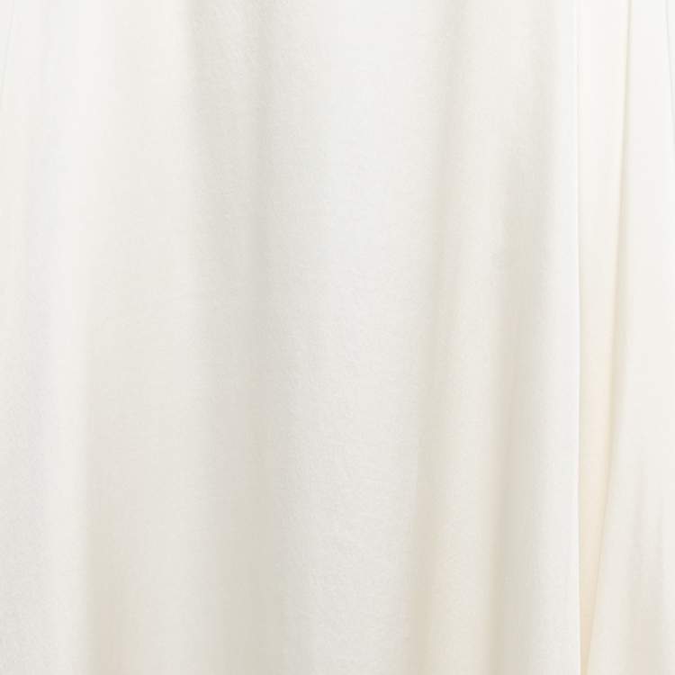 Pre Owned Ralph Lauren Collection Off-White Silk Satin Flared Maxi Skirt M
