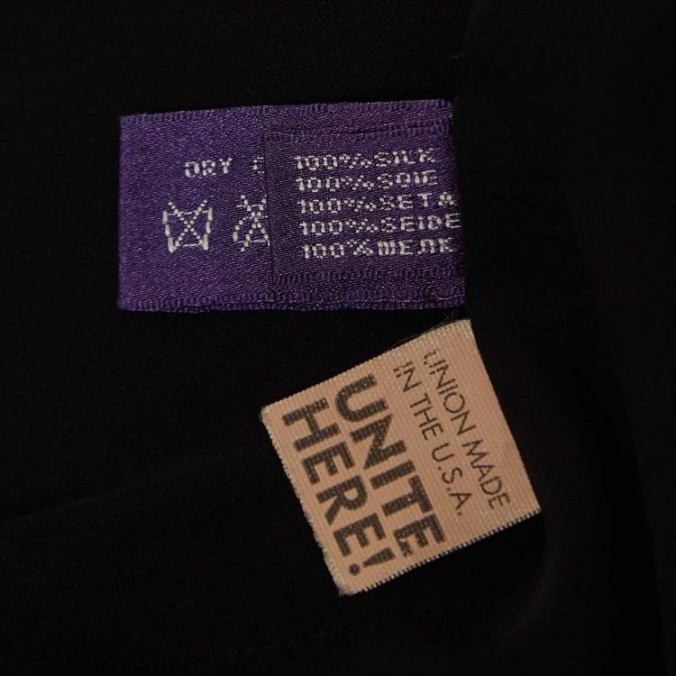 Pre Owned Ralph Lauren Collection Black Silk Bow Detail Ruffled Short Skirt L