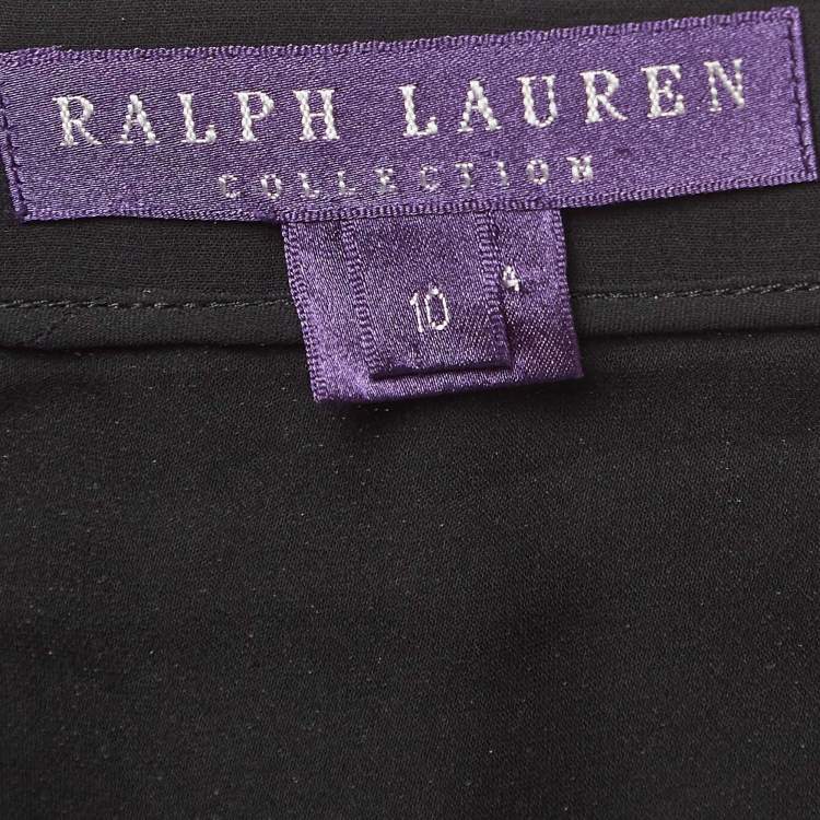 Pre Owned Ralph Lauren Collection Black Silk Bow Detail Ruffled Short Skirt L