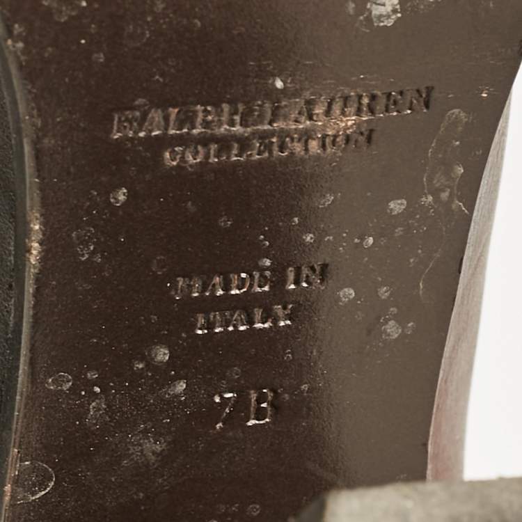 Pre Owned Ralph Lauren Collection Brown Leather Knee Length Boots Size 37.5
