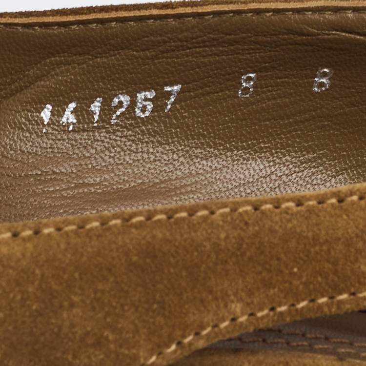 Pre Owned Ralph Lauren Collection Tan Leather and Suede Buckle Pumps Size 38
