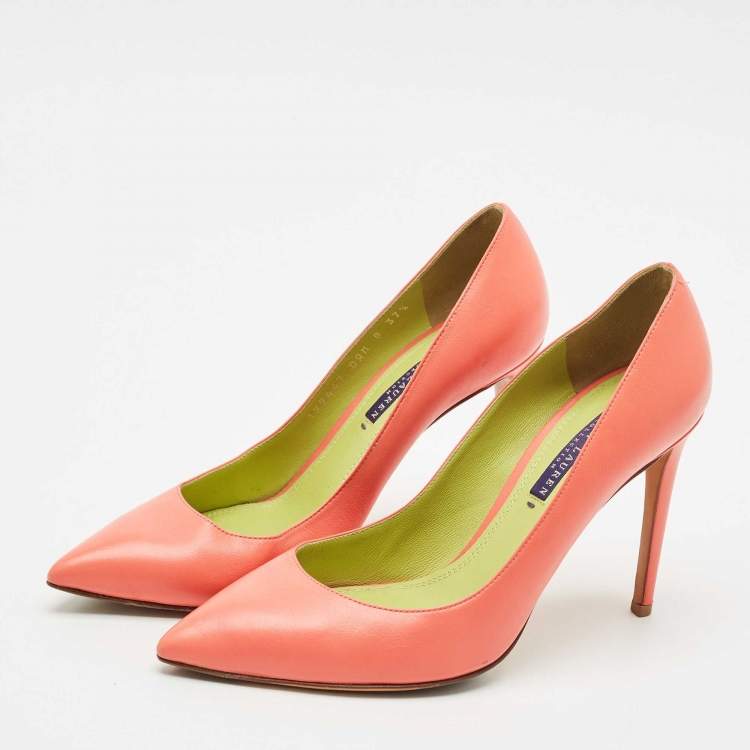 Pre Owned Ralph Lauren Collection Pink Leather Armissa Pointed Toe Pumps Size 37.5