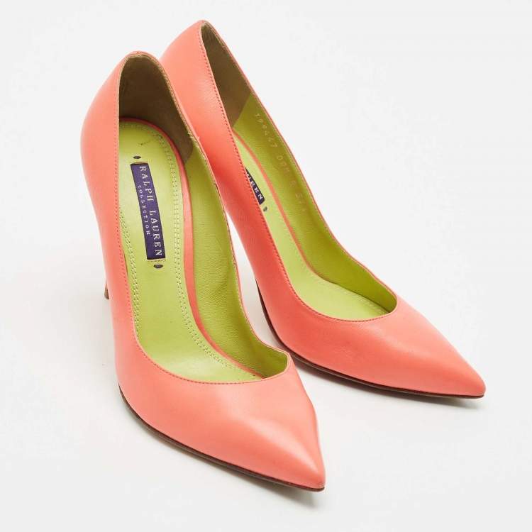 Pre Owned Ralph Lauren Collection Pink Leather Armissa Pointed Toe Pumps Size 37.5