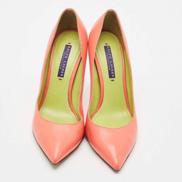 Pre Owned Ralph Lauren Collection Pink Leather Armissa Pointed Toe Pumps Size 37.5