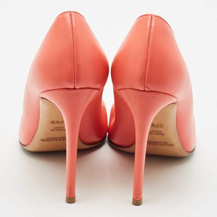 Pre Owned Ralph Lauren Collection Pink Leather Armissa Pointed Toe Pumps Size 37.5