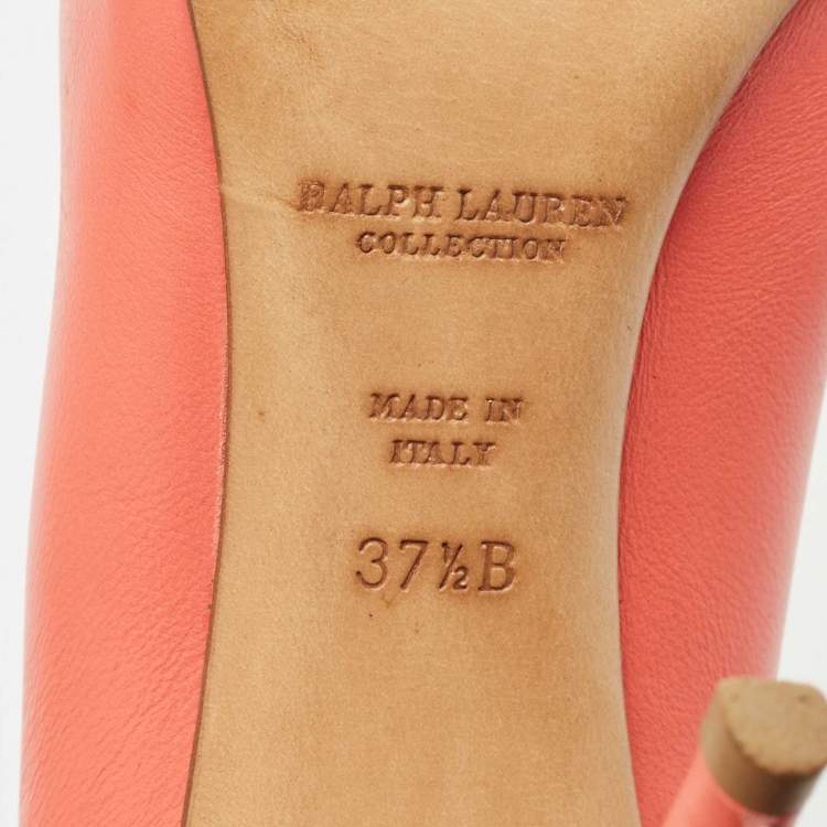 Pre Owned Ralph Lauren Collection Pink Leather Armissa Pointed Toe Pumps Size 37.5