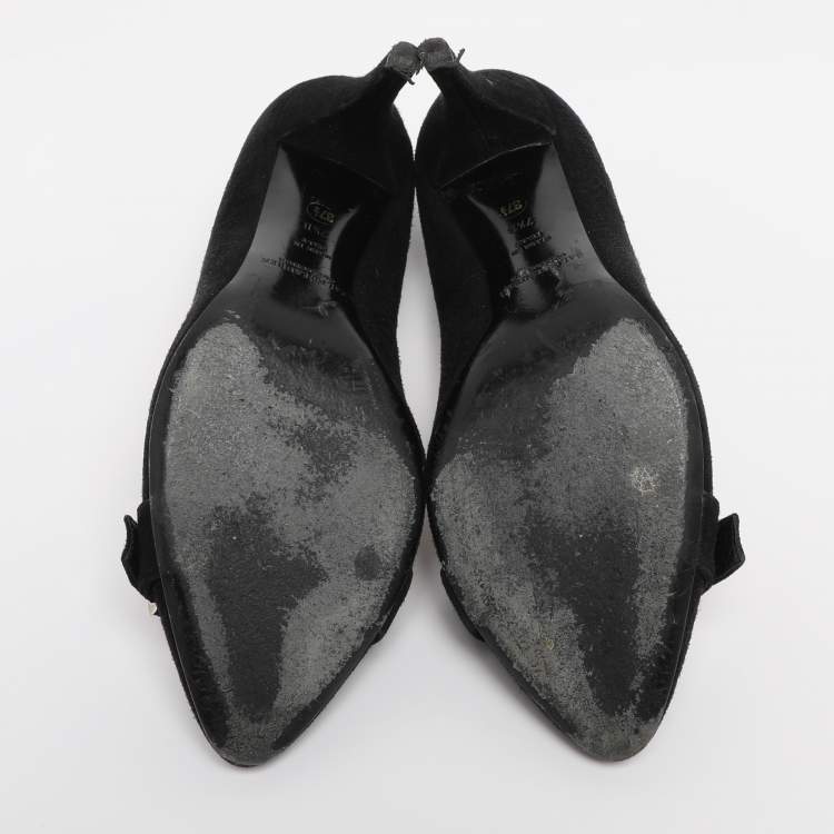 Pre Owned Ralph Lauren Collection Black Suede Buckle Pumps Size 38