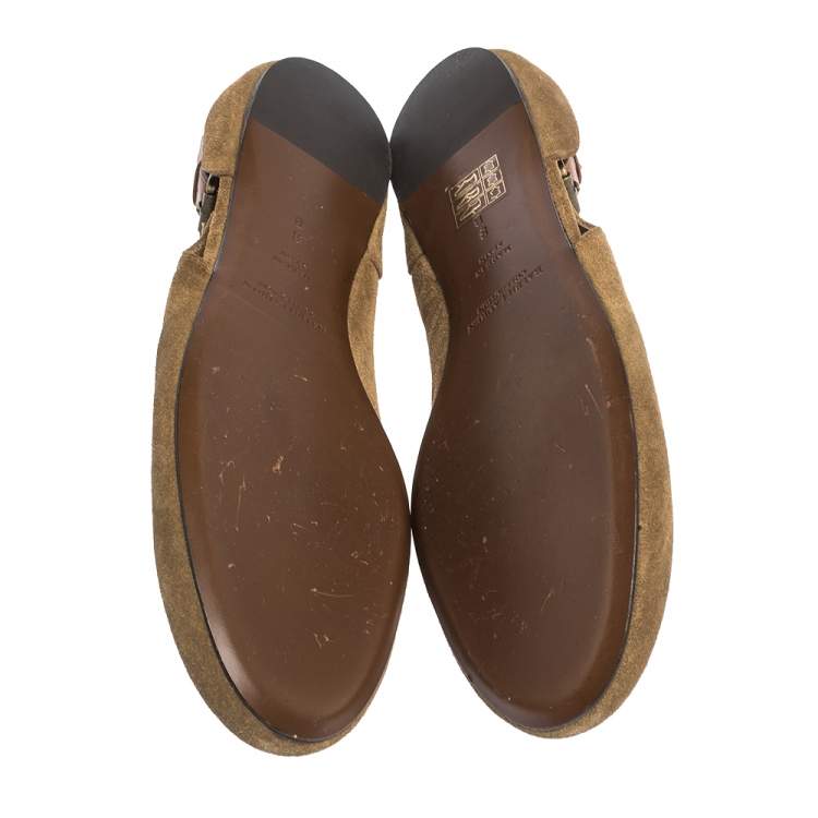 Pre Owned Ralph Lauren Collection Brown Suede and Leather Ballet Flats Size 41