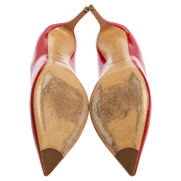 Pre Owned Ralph Lauren Collection Red Patent Leather Armissa Pointed Toe Pumps  Size 40