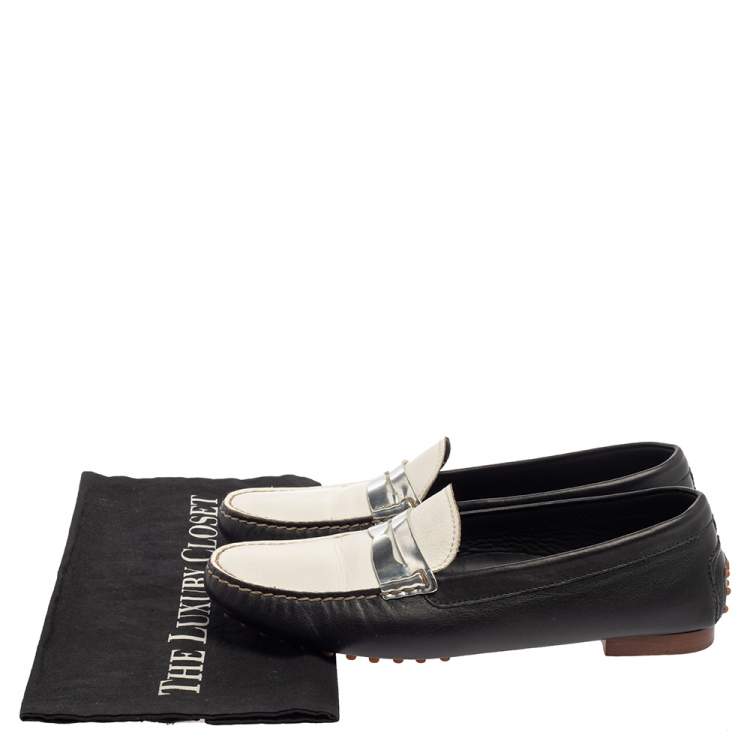 Pre Owned Ralph Lauren Tricolor Leather Penny Slip On Loafers Size 39