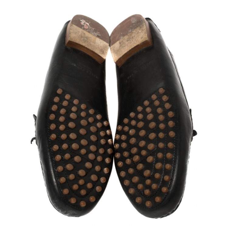 Pre Owned Ralph Lauren Collection Black Leather Slip On Loafers Size 40.5