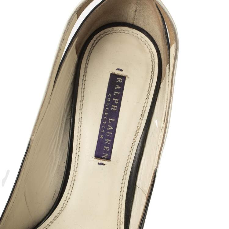 Pre Owned Ralph Lauren Collection White/Black Leather Pointed Toe Pumps Size 39