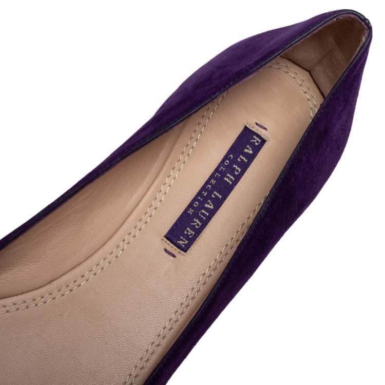 Pre Owned Ralph Lauren Collection Purple Suede D Buckle Ballet Flats Size 38