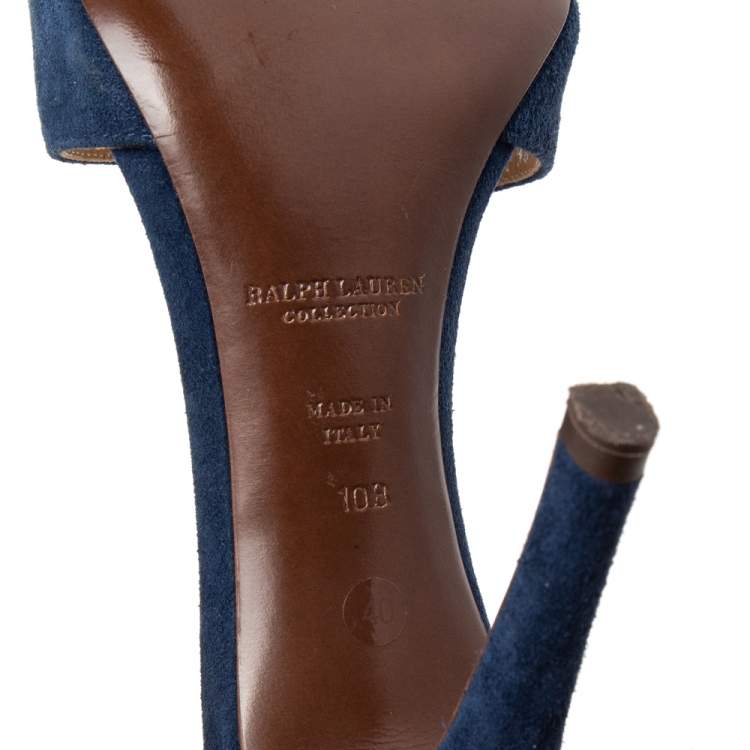 Pre Owned Ralph Lauren Collection Navy Blue Suede Crisscross Strap Sandals Size 40