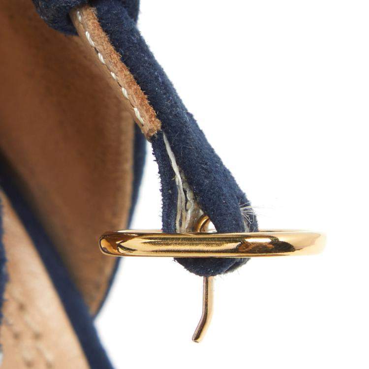 Pre Owned Ralph Lauren Collection Navy Blue Suede Crisscross Strap Sandals Size 38