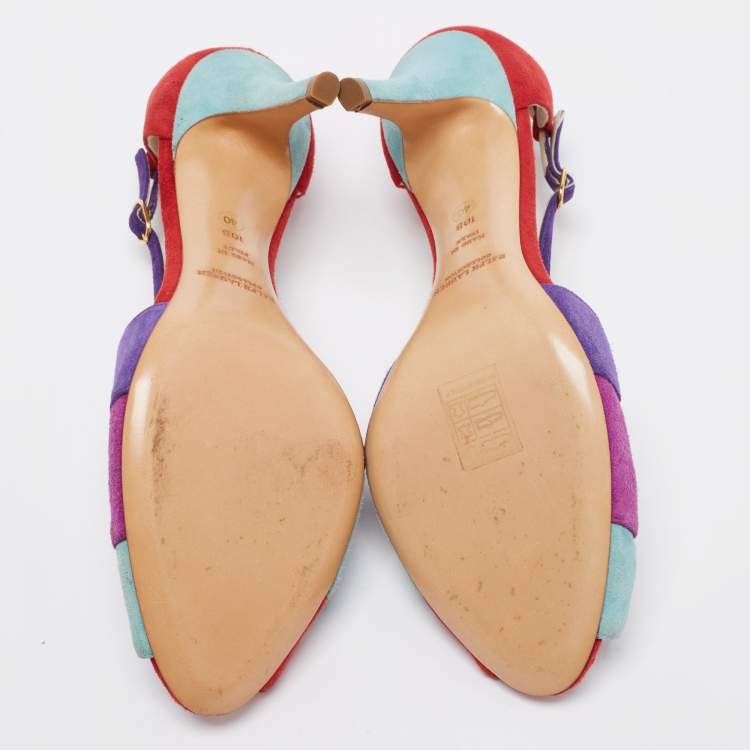 Pre Owned Ralph Lauren Collection Multicolor Suede Ankle Strap Sandals Size 40