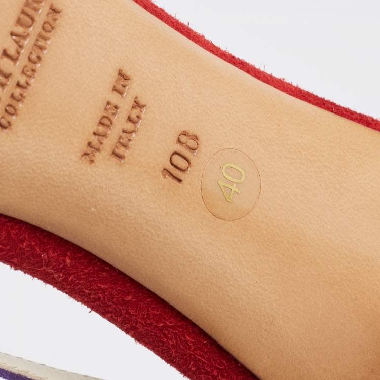 Pre Owned Ralph Lauren Collection Multicolor Suede Ankle Strap Sandals Size 40
