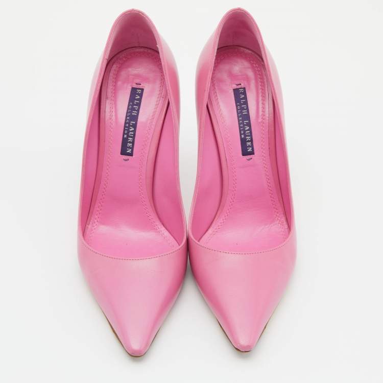 Pre Owned Ralph Lauren Collection Pink Leather Armissa Pointed Toe Pumps Size 38.5